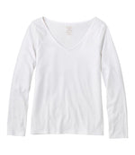 Women's Pima Cotton Tee, Long-Sleeve Open V-Neck - US 9365